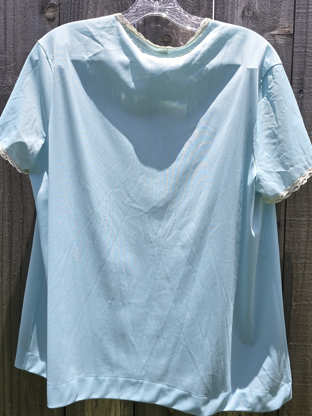 Vintage Vanity Fair Pajama Set Womens 38 Blue Nylon Tricot Crochet Lace USA - Picture 5 of 10